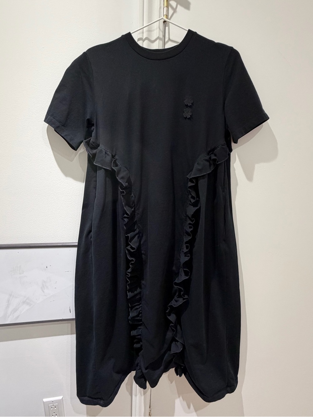 Uniqlo and Cécile Bahnsen Black Ruffled short sleeved Dress in size XS
